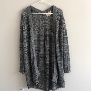 Long Knit Cardigan - heathered black